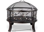 Braciere Con Parascintille – Ø71 Cm – Fuoco Da Terrazza – Barbecue Da Giardino – Affumicatore – Per Giardino, Terrazza E Calore Invernale – Design Retrò Con Griglia Per Poker E Carbone