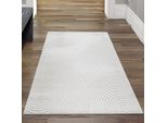 Tappeto Per Esterni Moderno Con Motivo A Cerchi In Color Crema - Resistente Alle Intemperie E Di Facile Manutenzione Dimensioni - 80 X 150 Cm