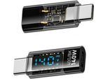 Inf Adattatore Da TYPE-C Femmina A TYPE-C Maschio 140W Con Display Digitale, Nero Trasparente, 2 Pezzi