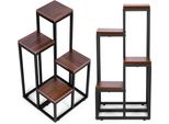 Portafiori, Scaffale Per Fiori, Decorazione, 4 Ripiani, Metallo Mdf, Noce Scuro Modernhome