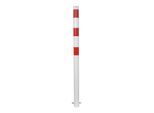 Schake Absperrpfosten Typ 476B/2, Ortsfest, Ø 76Mm, Zum Einbetonieren, Weiß / Rot + 2 ÖSen)