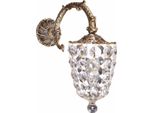 Casa Padrino Lampada Da Parete In Cristallo Barocco In Ottone Antico H. 31 Cm