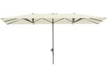 Ombrellone Doppio Con Manovella 451 X 264 Cm, Protezione Uv 50+, Ombrellone Da Giardino Antivento Ombrellone Da Balcone Ombrellone Da Mercato In Alluminio Protezione Solare Per Balcone Terrazzo Giardino Crema Bianco Aosom