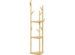 Appendiabiti, Appendiabiti Con 8 Ganci, 3 Livelli, Appendiabiti Per Cappelli, Vestiti, Ingresso, Corridoio, 45 X 45 X 170 Cm, Bambù, Naturale |
