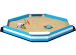 Sabbiera 133 X 108 Cm Sabbiera In Legno Con Panchina, Pellicola Di Protezione Del Pavimento Per 4 Bambini 3-7 Anni Blu Aosom
