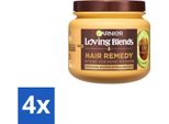 Garnier - Loving Blends - Maschera Per Capelli - Olio Di Avocado E Burro Di Karité - Ultra-Nutriente - Capelli Mossi E Ricci - 340 Ml - Value Pack - 4 Pezzi