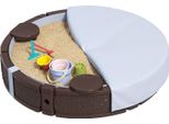 Sabbiera, Sabbiera Sandbox Con 3 Posti A Sedere, Base Impermeabile, Telo Protettivo Resistente Alle Intemperie, Per Bambini Da 1,5 A 5 Anni Marrone Scuro Aosom