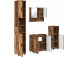 Syfax™ Set Di Mobili Per Il Bagno Con Porta 4 Pcs Legno Vecchio