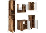 Syfax™ Set Di Mobili Per Il Bagno Con Porta 5 Pcs Legno Vecchio