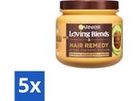 Garnier - Loving Blends - Maschera Per Capelli - Olio Di Avocado E Burro Di Karité - Ultra-Nutriente - Capelli Mossi E Ricci - 340 Ml - Value Pack - 5 Pezzi