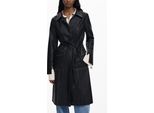 Elegante Cappotto Nero Da Donna Con Cintura E Dettagli A Contrasto