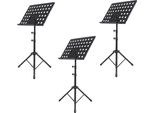 Set Di 3 Leggii In Nero | 50 - 165 Cm Di Altezza Regolabile | Supporto Per Spartiti Flessibile E Inclinabile | Leggio Per Orchestra - Leggio In Metallo | Leggio In Lamiera Forata Stabile
