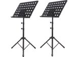 Set Di 2 Leggii In Nero | 50 - 165 Cm Di Altezza Regolabile | Supporto Per Spartiti Flessibile E Inclinabile | Leggio Per Orchestra - Leggio In Metallo | Leggio In Lamiera Forata Stabile