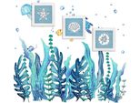 Oceano Tema Spiaggia Decorazione Murale 3D Arte Murale Con Stelle Marine Conchiglia Dollaro Di Sabbia Vintage Spiaggia Casa Bagno Decorazione