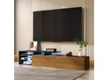 Mobile Tv Merax Con Led E Ripiani In Vetro, Porta Tv Moderno Con Spazio Di Archiviazione, Mobili Per Il Soggiorno Mobili Tv Eleganti Per L'archiviazione, Legno + Look Legno