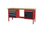 Stier Werkbank Mit 5 Schubladen Und 1 TüR Bxtxh 2000X600X960 Mm Ral 3020 / Ral 7016 (904957)