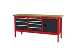 Stier Werkbank Mit 7 Schubladen Und 1 TüR Bxtxh 2000X600X960 Mm Ral 3020 / Ral 7016 (904960)