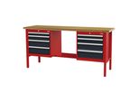 Stier Werkbank Mit 8 Schubladen Bxtxh 2000X600X960 Mm Ral 3020 / Ral 7016 (904958)