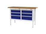Stier Werkbank Mit 6 Schubladen Bxtxh 1500X600X960 Mm Ral 7035 / Ral 5010 (905023)