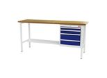 Stier Werkbank Mit 4 Schubladen Bxtxh 2000X600X960 Mm Ral 7035 / Ral 5010 (905019)
