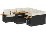 Syfax™ Set Divani Da Giardino 9 Pz Con Cuscini Nero Polyrattan Acacia