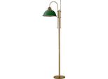 Casa Padrino Lampada Da Terra Barocca Ottone Con Patina / Verde 40 X H. 183 Cm - Lampada Da Terra In Stile Barocco In Ottone Con Paralume In Vetro - Lampade Da Terra Barocche