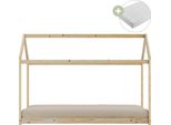 Sunny Zoey Letto A Capanna, Beige | Letto A Capanna A Terra - Materasso Ibrido 90 X 200 Incluso (14 Cm, Schiuma Ibrida, Rivestimento In Poliestere) | Dimensioni Totali: 206 X 98 X 154 Cm