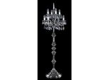 Casa Padrino Lampada Da Terra In Cristallo Barocco Argento Antico Ø 56 X H. 152 Cm - Magnifica Lampada Da Terra In Ottone Con Vetro Di Cristallo Di Boemia - Lampade Barocche In Cristallo - Qualità Lusso