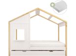 Sunny Beau Letto A Capanna Con Cassetto, Marrone/Bianco | Letto Per Bambini - Materasso Ibrido 90X200 Incluso (14 Cm, Schiuma Ibrida, Rivestimento In Poliestere) | Dimensioni Totali: 208 X 97 X 171 Cm