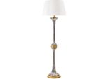 Casa Padrino Lampada Da Terra Barocca Argento Antico/Oro Antico/Bianco Ø 32 X H. 149,5 Cm - Magnifica Lampada Da Terra In Stile Barocco Con Paralume Rotondo - Qualità Lussuosa - Italy