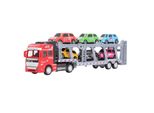 Giocattolo Camion Trasportatore Auto Con 6 Macchinine Per Bambini, Con Funzione A Molla, Rimovibile, Giocattolo Interattivo, Rosso