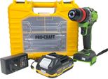 Procraft Pa18Prodfr2-1B-C Trapano Avvitatore A Batteria 20 V 30 Nm Brushless + 1X Batteria 2,0 Ah + Caricabatteria + Set Di 13 Punte + Valigetta