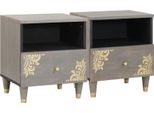 Syfax™ Armadio Da Notte Con Cassetto 2 Pcs Grigio 40 X 33 X 46 Cm