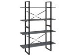 Syfax™ Libreria A 4 Ripiani Grigia 100X30X140 Cm In Massello Di Pino