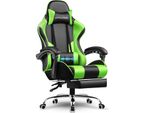 Sedia Da Gioco Gtplayer, Sedia Da Ufficio, Sedia Ergonomica Per Pc, Poltrona Da Gioco Con Supporto Lombare Massaggiante, Poggiapiedi E Poggiatesta, Ecopelle Verde