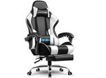 Sedia Da Gioco Gtplayer, Sedia Da Ufficio, Sedia Ergonomica Per Pc, Poltrona Da Gioco Con Supporto Lombare Massaggiante, Poggiapiedi E Poggiatesta, Ecopelle Bianca