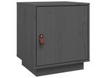 Syfax™ Comodino Grigio 40X34X45 Cm In Legno Massello Di Pino