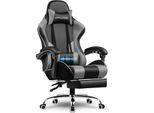 Sedia Da Gioco Gtplayer, Sedia Da Ufficio, Sedia Ergonomica Per Pc, Poltrona Da Gioco Con Supporto Lombare Massaggiante, Poggiapiedi E Poggiatesta, Ecopelle Grigia