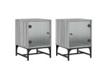 Syfax™ Comodini Con Ante In Vetro 2Pz Grigio Sonoma 35X37X50 Cm