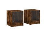 Syfax™ Comodini Con Ante In Vetro 2Pz Rovere Fumo 35X37X42 Cm