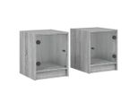 Syfax™ Comodini Con Ante In Vetro 2Pz Grigio Sonoma 35X37X42 Cm