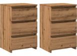 Syfax™ Comodini 2Pz Rovere Artigianale 40X35X62,5 Cm Legno Multistrato