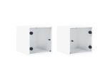 Syfax™ Comodini Con Ante In Vetro 2Pz Bianco 35X37X35 Cm