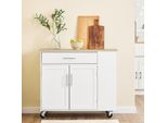 Sobuy Isola Da Cucina Indipendente Con Piano Di Lavoro Carrello Da Cucina Mobile Su Ruote Carrello Di Servizio Con Cassetto Per Cucina Sala Da Pranzo Esterno FKW133-WN