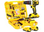 Set Trapano Avvitatore A Batteria, 21 V Agli Ioni Di Litio, 2 Velocità, Giallo