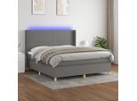 The Living Store Letto A Molle Con Materasso E Led In Tessuto Grigio Scuro 180X200 Cm