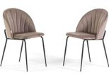 Set Di 2 Sedie Da Pranzo In Velluto Con Gambe In Metallo, Imbottite, Dal Design Elegante Per Cucina, Sala Da Pranzo, Camera Da Letto, Ufficio O Ristorante Sonia - Tortora/Grigio Scuro