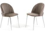 Set Di 2 Sedie Da Pranzo In Velluto Con Gambe In Metallo, Imbottite, Dal Design Elegante Per Cucina, Sala Da Pranzo, Camera Da Letto, Ufficio O Ristorante Sonia - Taupe/Argento