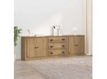 Vidaxl Credenza 3 Pezzi In Rovere Artigianale 70 X 35,5 X 67,5 Cm