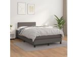 The Living Store Letto A Molle Con Materasso Grigio 120X200 Cm In Pelle Finta